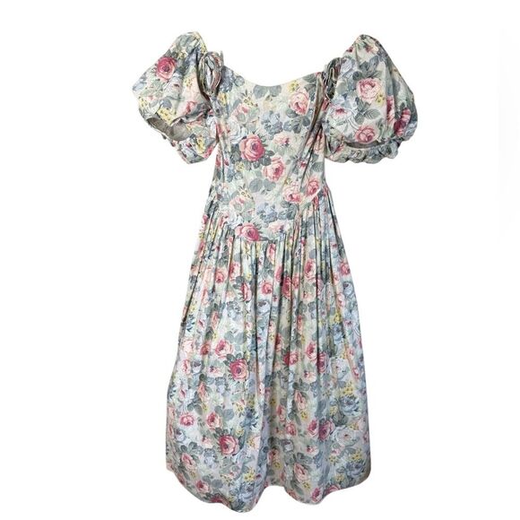 Vintage Jessica McClintock Bridal Rose Print with Rosette Detail Dress size 0 - Picture 1 of 10